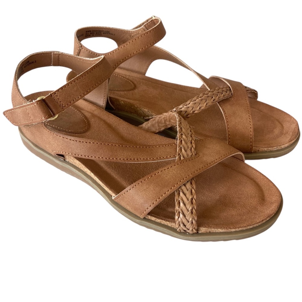 Jessica Cline Brooke Brown Hook & Loop Sandals Shoes 9 New